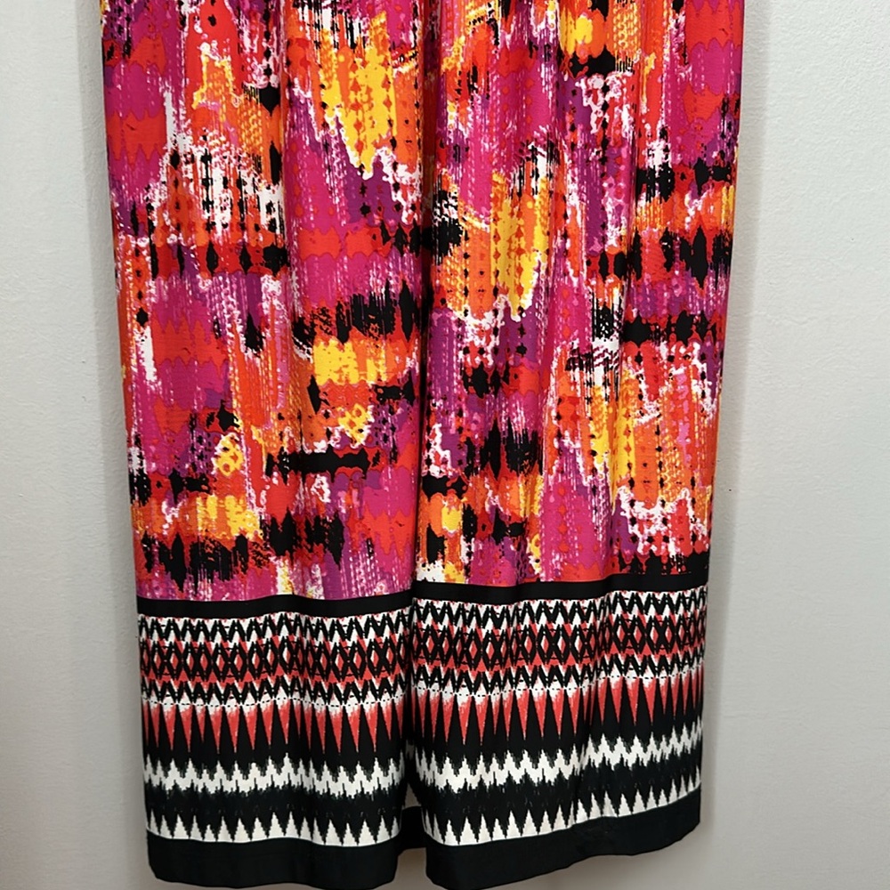 RUBY RD WOMAN Stretch Knit Maxi Vibrant Multicolor Sleeveless Dress size S - Picture 3 of 6